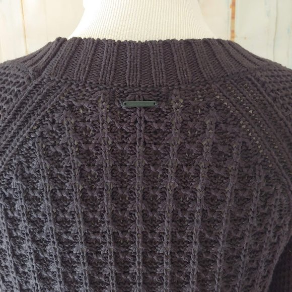 Calvin Klein long sleeve crew neck scoop side thick woven texture sweater/M/blk - Picture 8 of 9